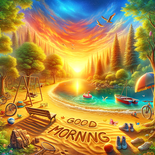 A vibrant good morning image capturing an energetic summer morning, with activities like biking and hiking awaiting.