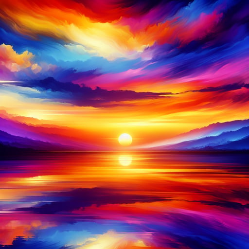 A radiant summer sunrise reflecting in a calm lake, painting the morning with colors of hope and warmth. Good morning image.