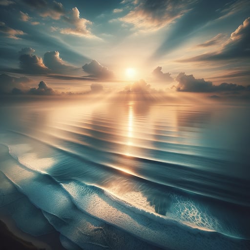 A good morning image reflecting the serene dance of sunlight on calm ocean waters, heralding a new day.