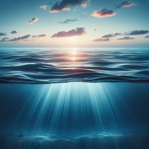 An awe-inspiring good morning image showcasing the tranquil beauty of a sunrise over a calm and mysterious ocean.