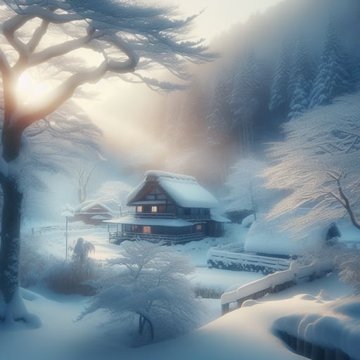 A peaceful good morning image showing a pristine, snow-covered landscape, embodying the stillness of winter.