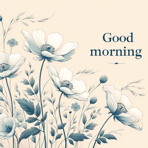 A tranquil good morning image depicting graceful flowers swaying in a gentle morning breeze.