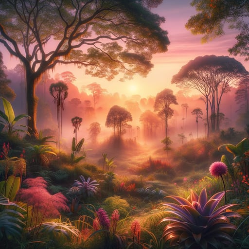 A breathtaking good morning image displaying a mystical, untouched natural landscape under a pastel sunrise.