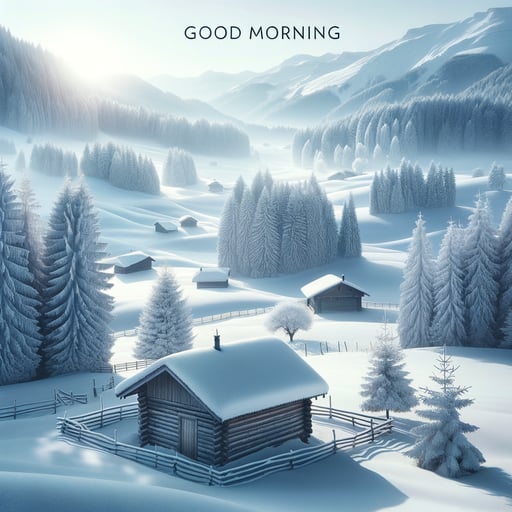 Tranquil winter morning scene with pristine snow covering the landscape, good morning image