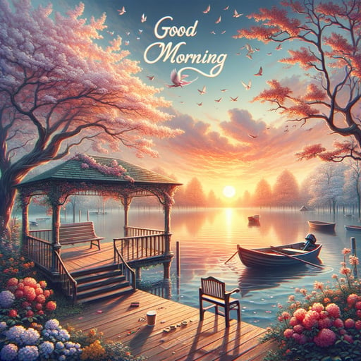 Serene and picturesque park bench at sunrise, symbolizing cherished romantic memories, good morning image.